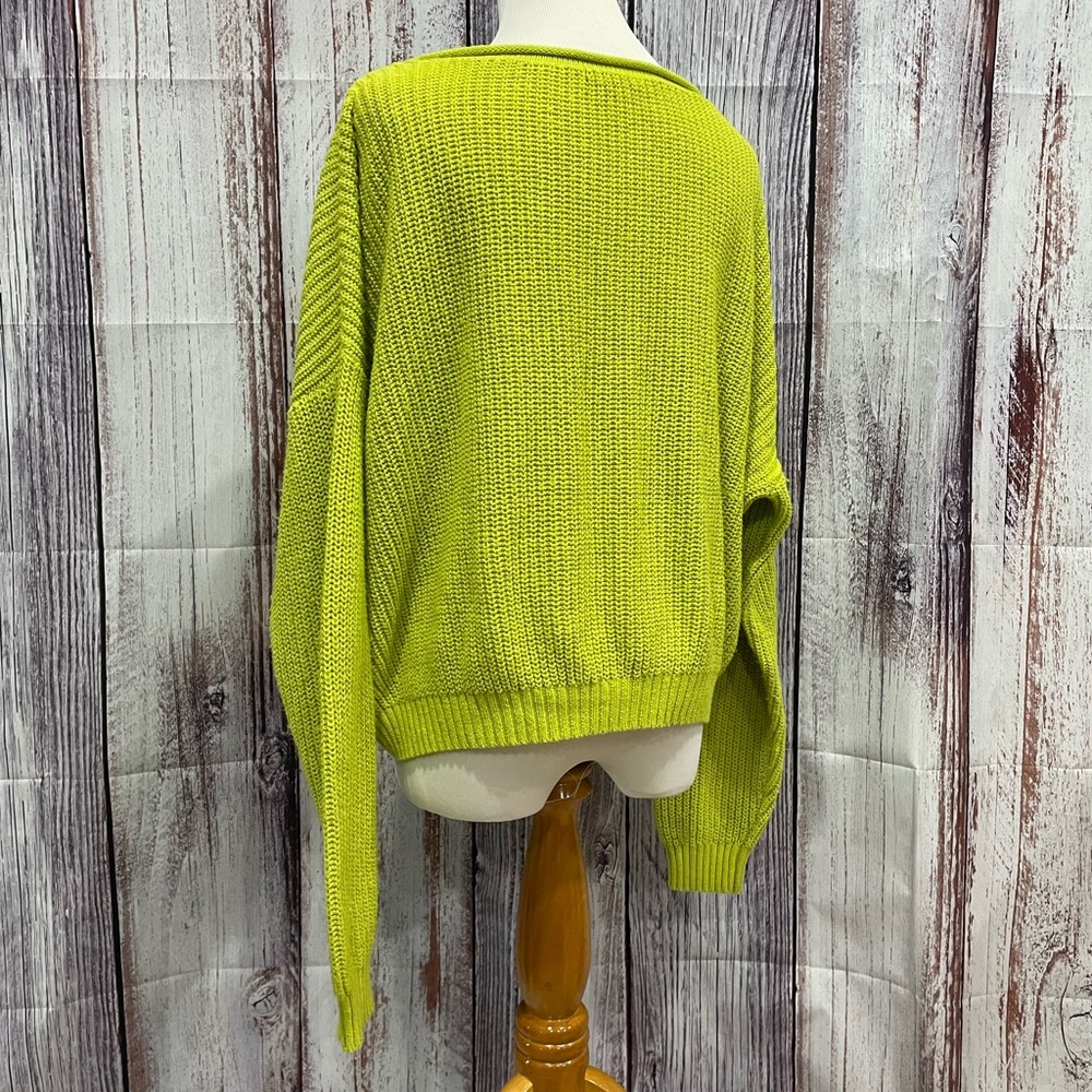 Wild Fable Oversized Slouchy Knit Neon Green Sweater Size XXL  #4036 - Picture 2 of 7